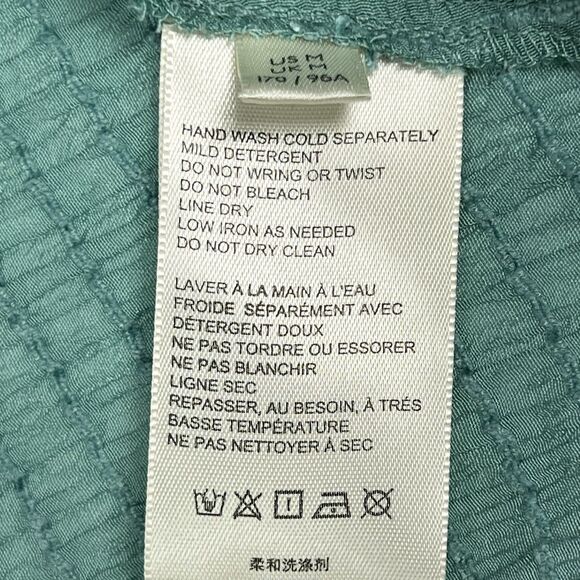 Free People Out Of Town Green Long Balloon Sleeve Boho Peasant Top Medium - Picture 11 of 12